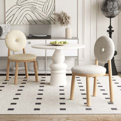 Scandinavian Lambswool Wood Iron Vanity Stool