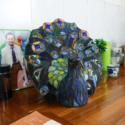 Tiffany Retro Stained Glass Peacock Lamp