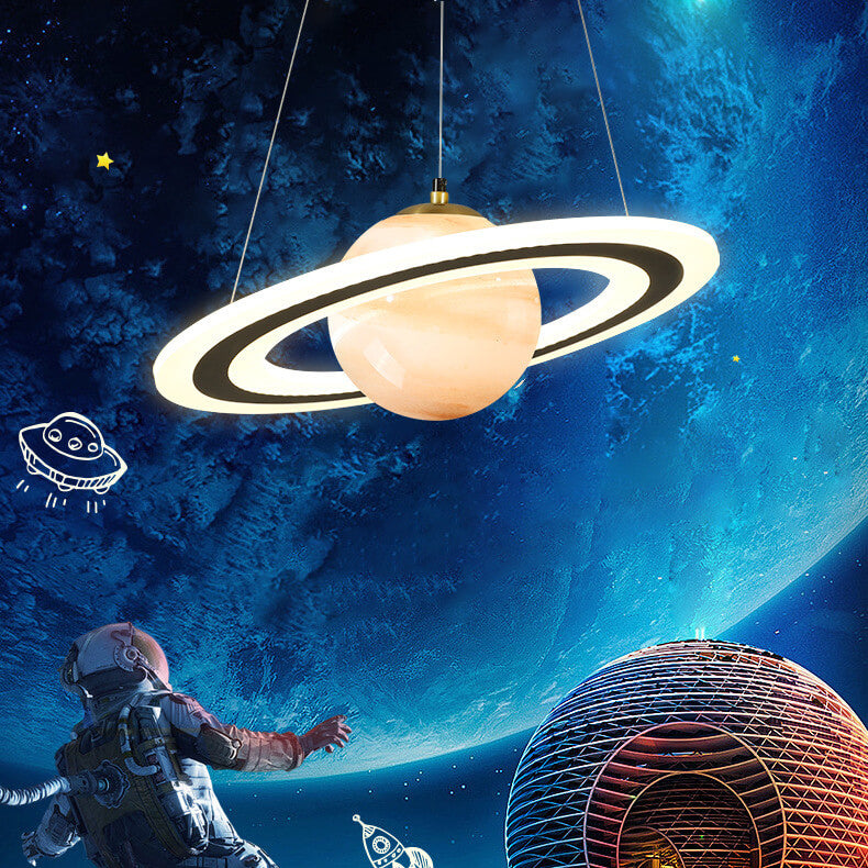 Modern Space Planet Circle Kids LED Chandelier