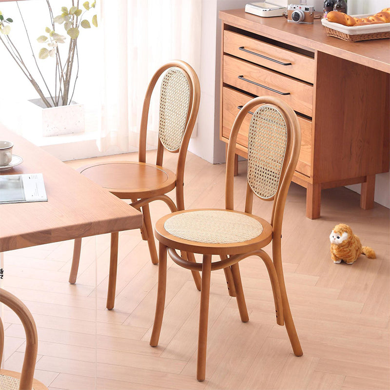 Vintage Rattan Woven Wooden Dining Chair