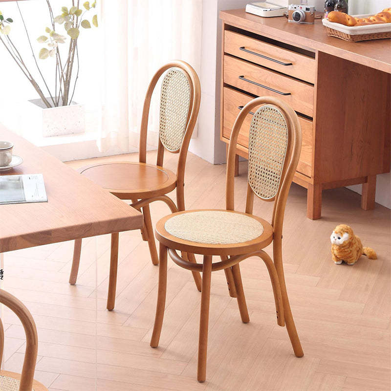 Vintage Rattan Woven Wooden Dining Chair