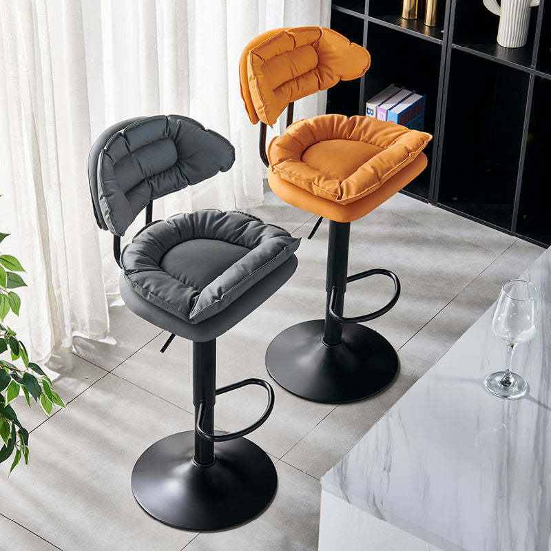 Modern Fabric Iron Semicircular Counter Stool — Low / Dark Gray / Black