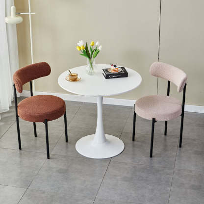 Nordic Round Fabric Metal Dining Chair
