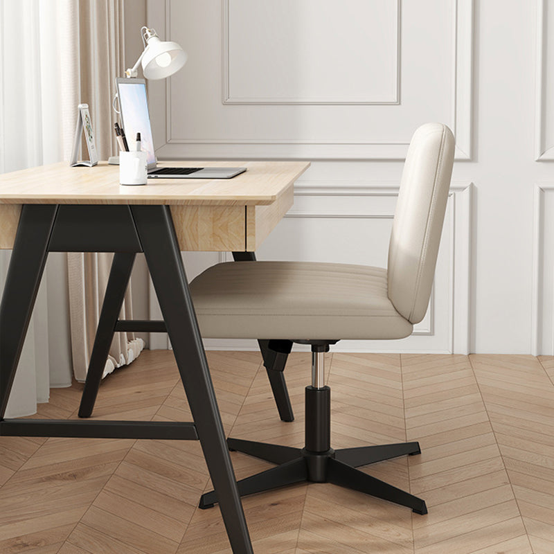 Minimalist Rectangular Iron Leather Armless Chair