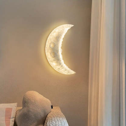 Contemporary Moon Carving Resin LED Sconce — Warm Light (3000K) / 110V-120V For US/CA