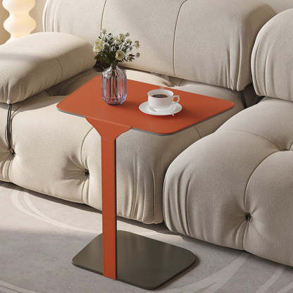 Scandinavian Saddle Leather C-Shaped End Table