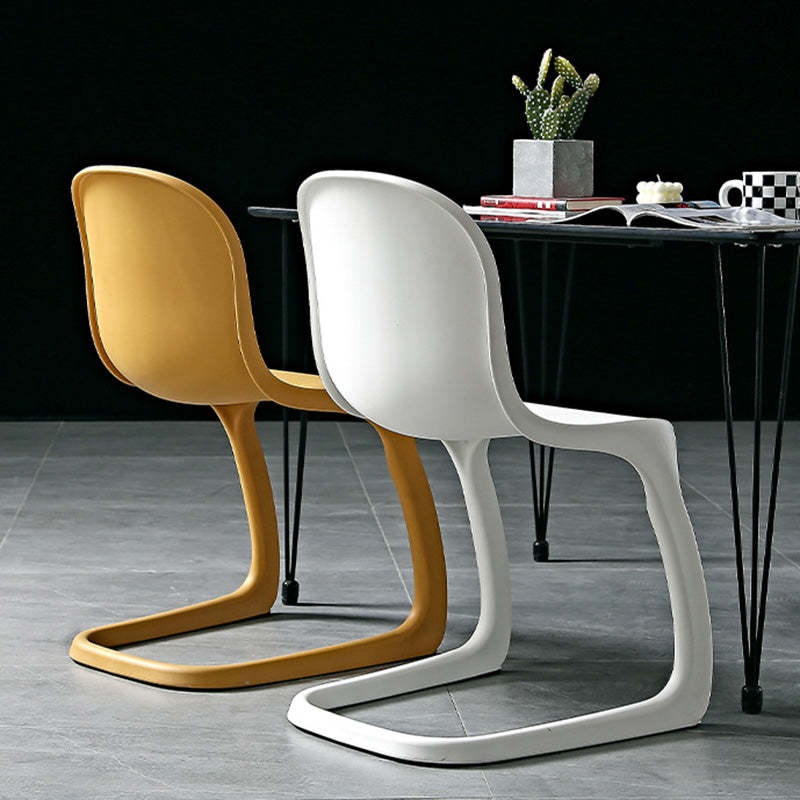 Scandinavian Bow-Frame Plastic Steel Dining Chair — Gray