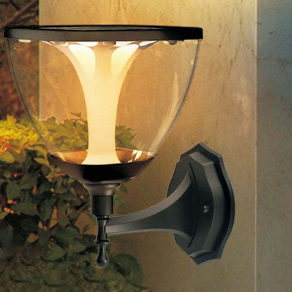 Solar Outdoor Triangle Jar LED Patio Wall Sconce