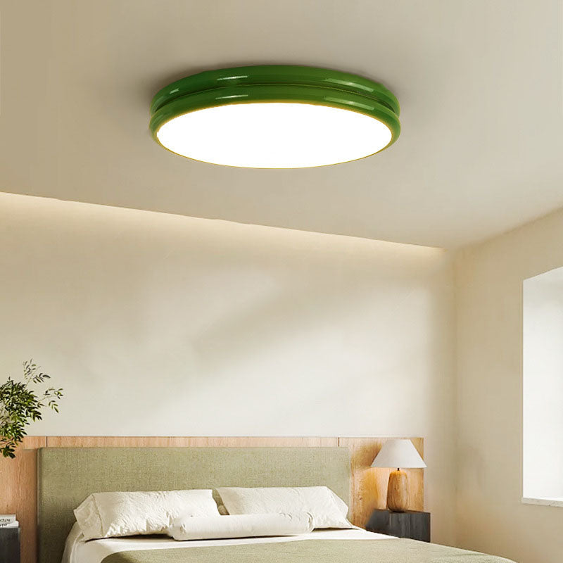 Red iron round wrought flush mount lighting - modern — Small / Warm White (3000K) / Orange