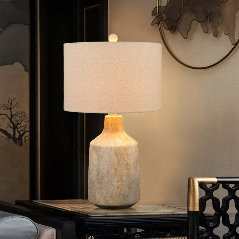 Vintage Minimalist Fabric Cement Base Lamp