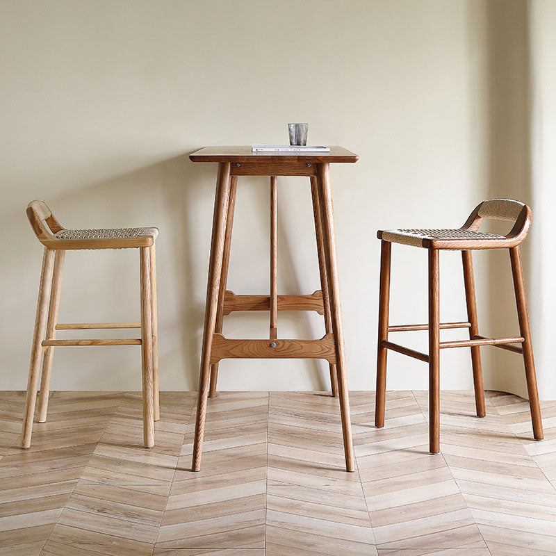 Retro Rope Woven Solid Wood Bar Stool