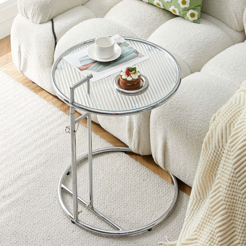 Minimalist Round Glass Steel Coffee Table