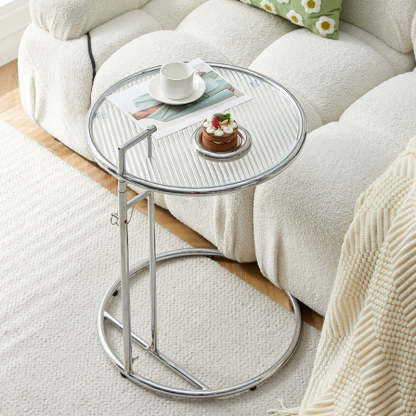 Minimalist Round Glass Steel Coffee Table
