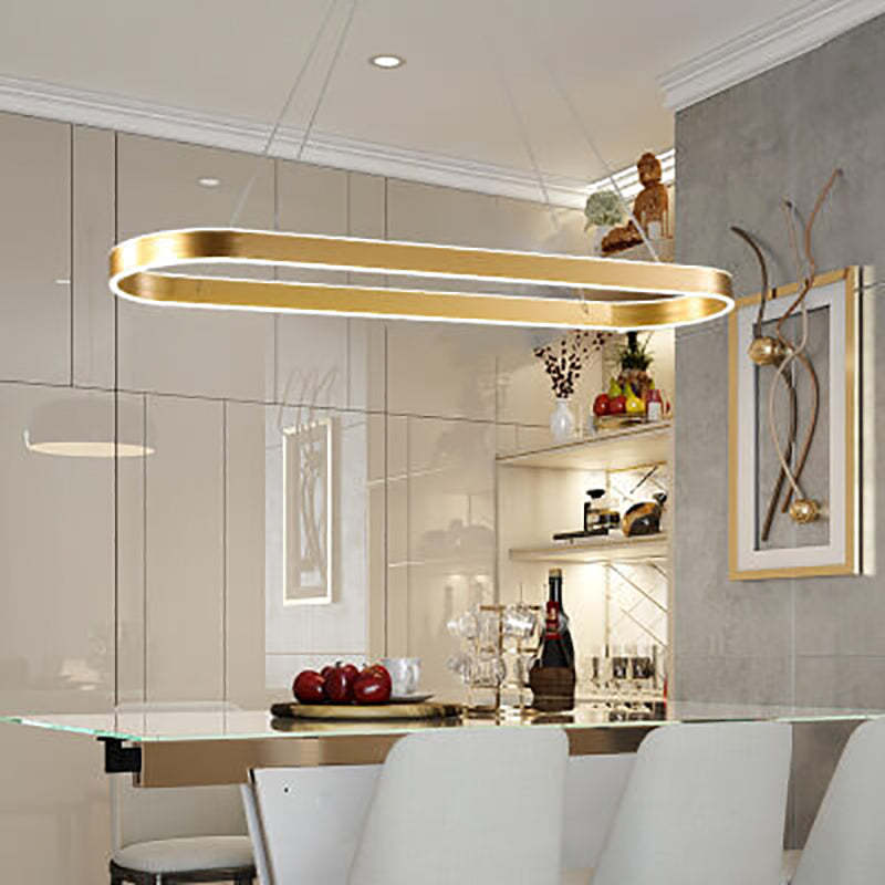 Minimalist Luxury Oval Aluminum LED Chandelier