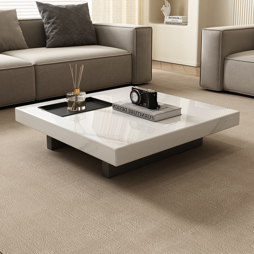 Modern Slate Steel Wood Coffee Table — D