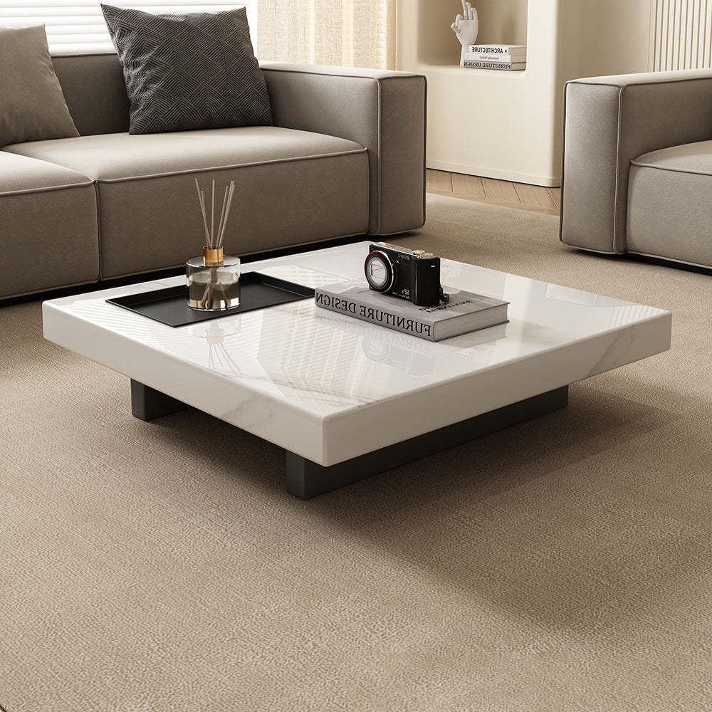 Modern Slate Steel Wood Coffee Table — D
