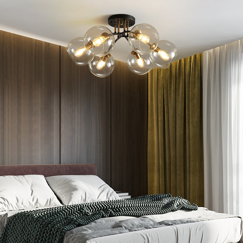 Modern Glass Magic Bean Round Semi-Flush Ceiling Light