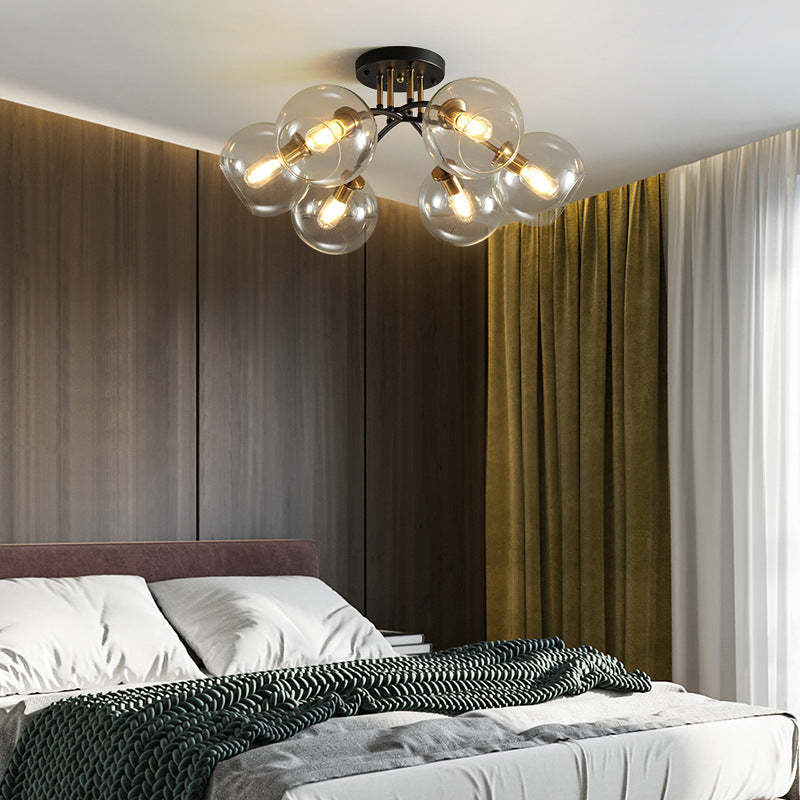 Modern Glass Magic Bean Round Semi-Flush Ceiling Light