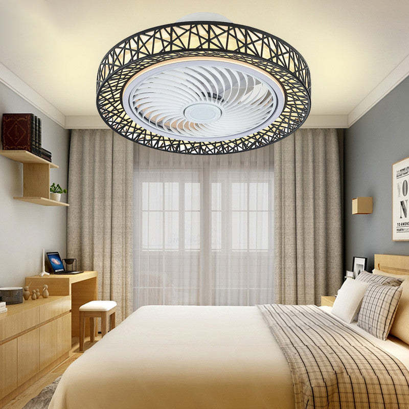 Luxury Round Lace LED Flush Mount Ceiling Fan Light