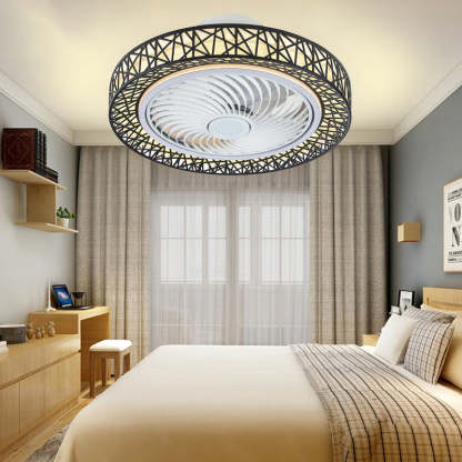 Luxury Round Lace LED Flush Mount Ceiling Fan Light