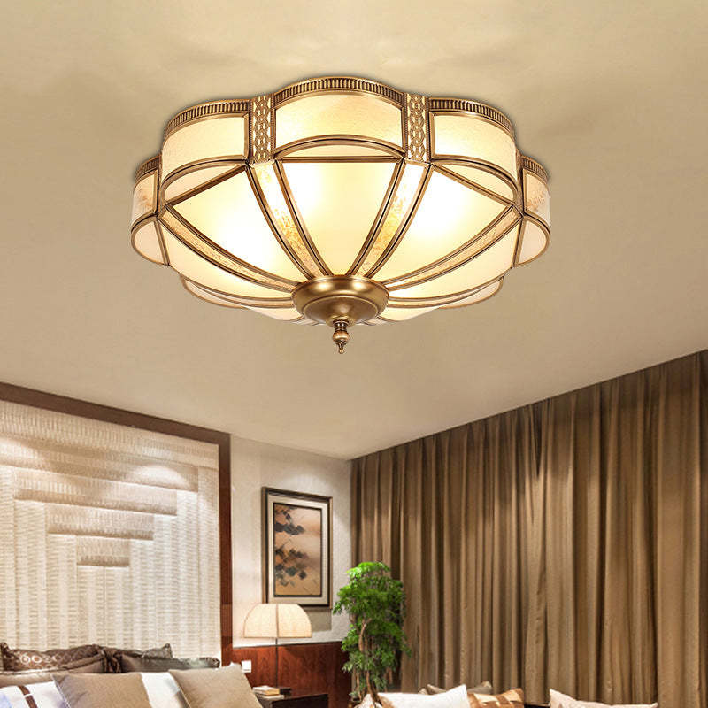 European Floral Copper Glass 3/4/6-Light Flush Mount