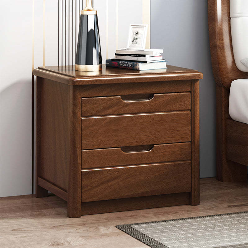 Vintage Rectangular Wood 2-Drawer Nightstand