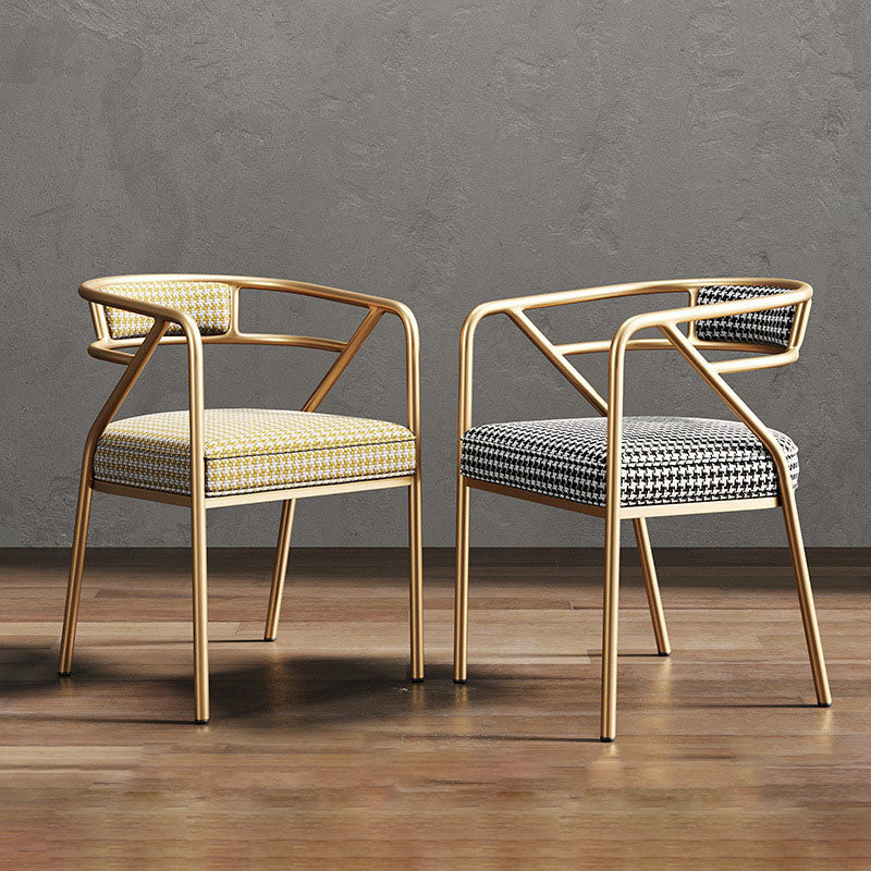 Modern Ring Leather Linen Alloy Dining Chair