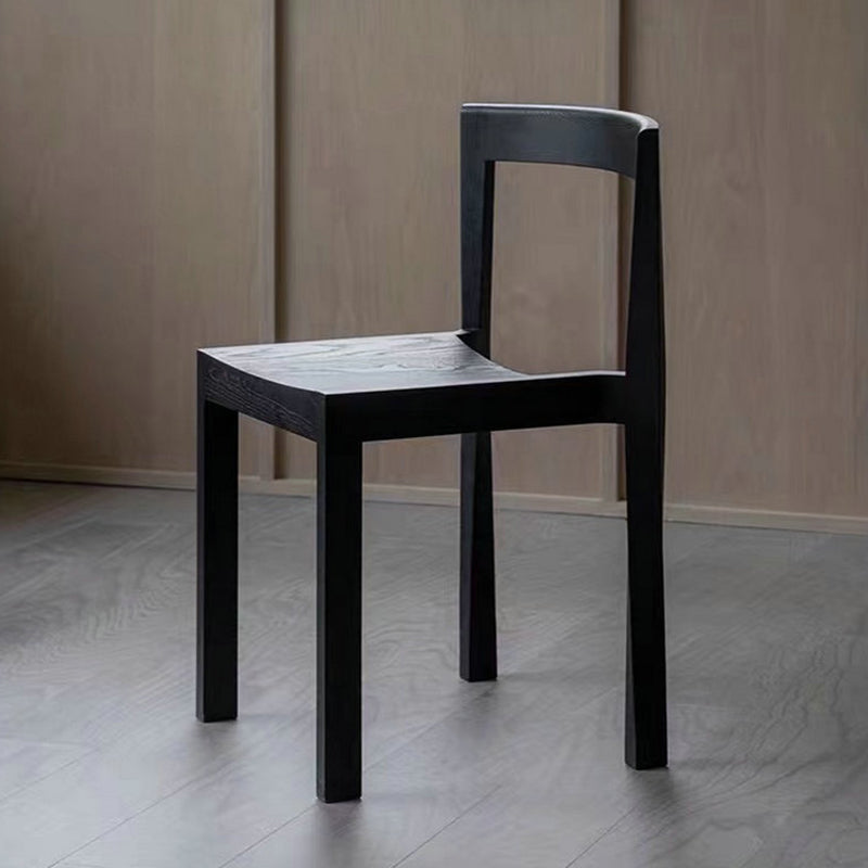 Minimalist Rectangular Wood Chair — Black