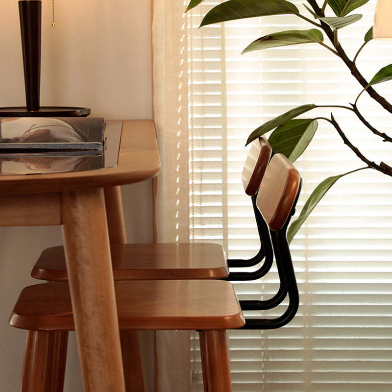 Nordic Square Wood Iron Bar Stool