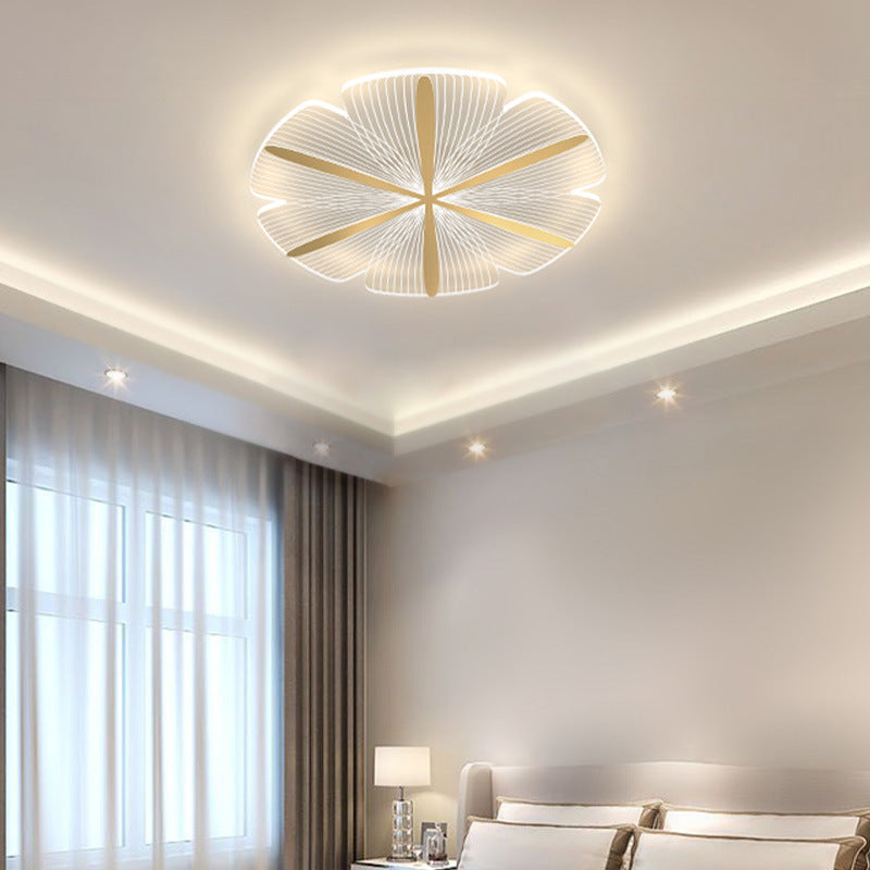 Minimalist Acrylic Petal Round Gold LED Flush Mount Light