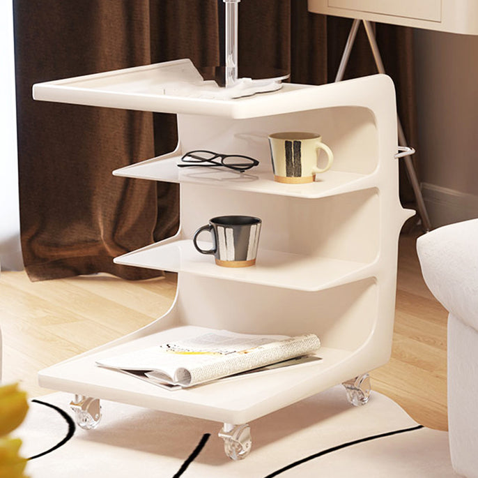 Minimalist Acrylic 4-Tier Wheeled End Table — Green