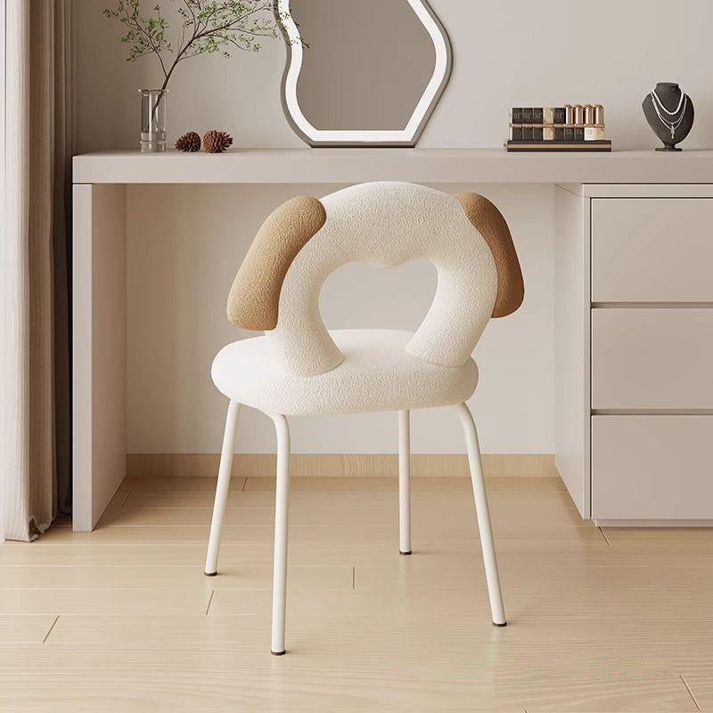 Modern Hollow Dog Lambswool Wood Vanity Stool
