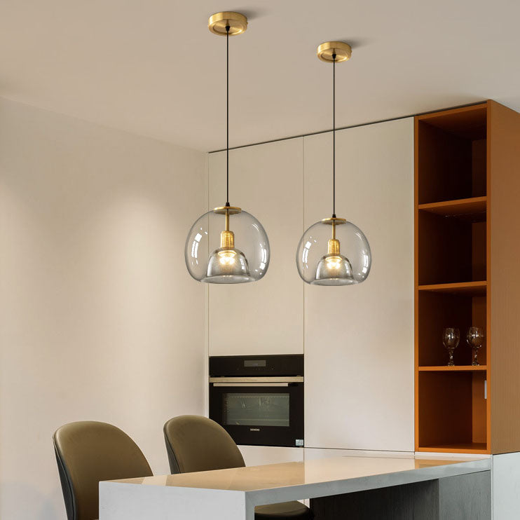 Oak glass island round chandeliers - nordic — 1-Light / 220V-240V (UK/AU)