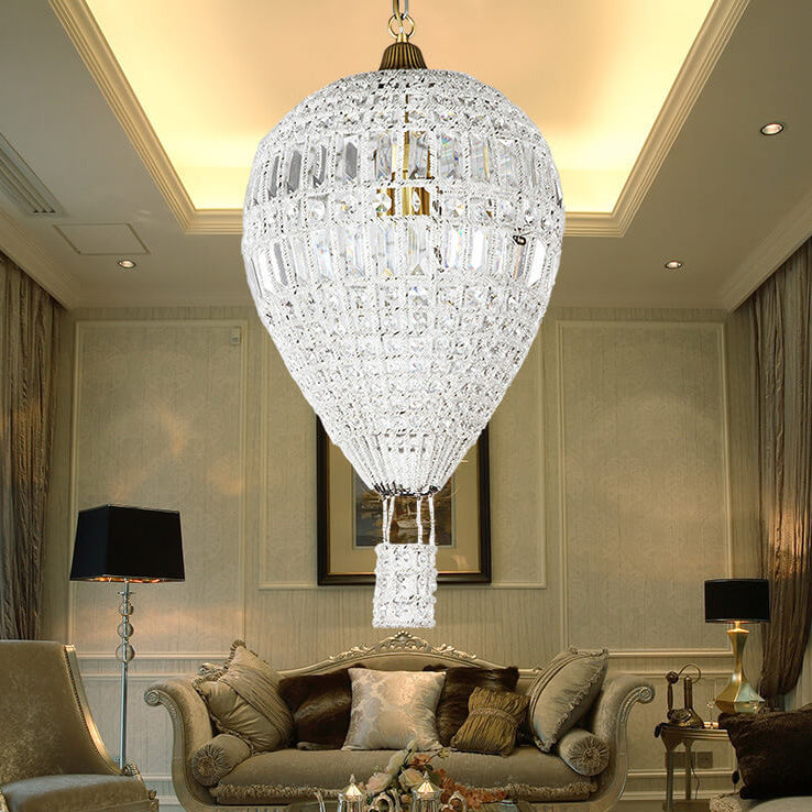 French Vintage Hot Air Balloon Crystal Chandelier