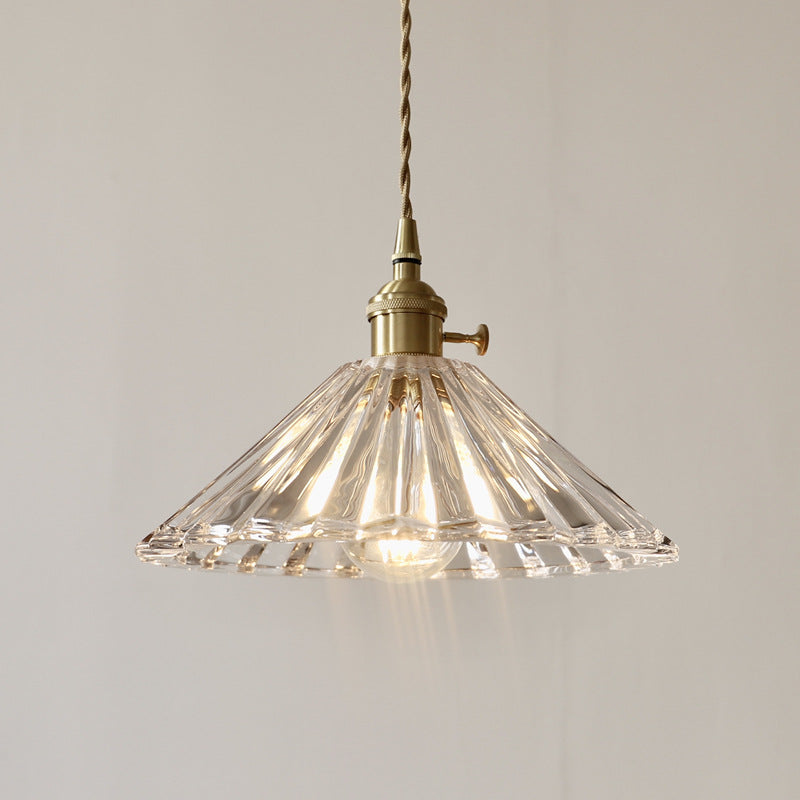 Nordic Vintage Clear Brass Glass Pendant
