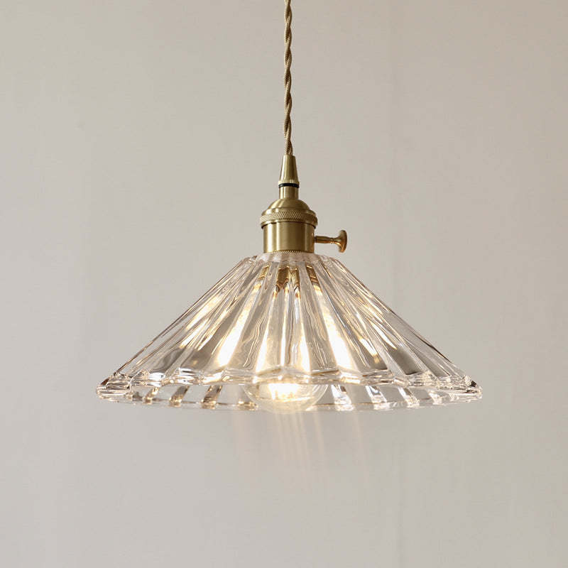 Nordic Vintage Clear Brass Glass Pendant