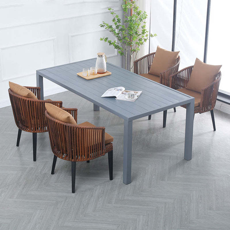Traditional Farmhouse Rattan Metal Outdoor Dining Chair