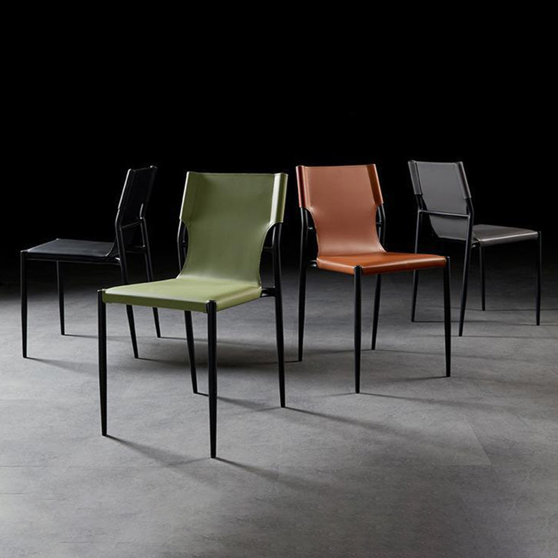 Nordic Leather Steel Stackable Dining Chair