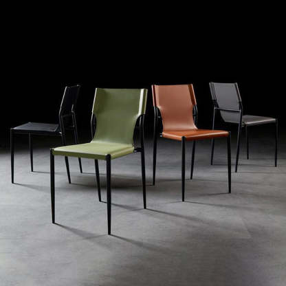 Nordic Leather Steel Stackable Dining Chair