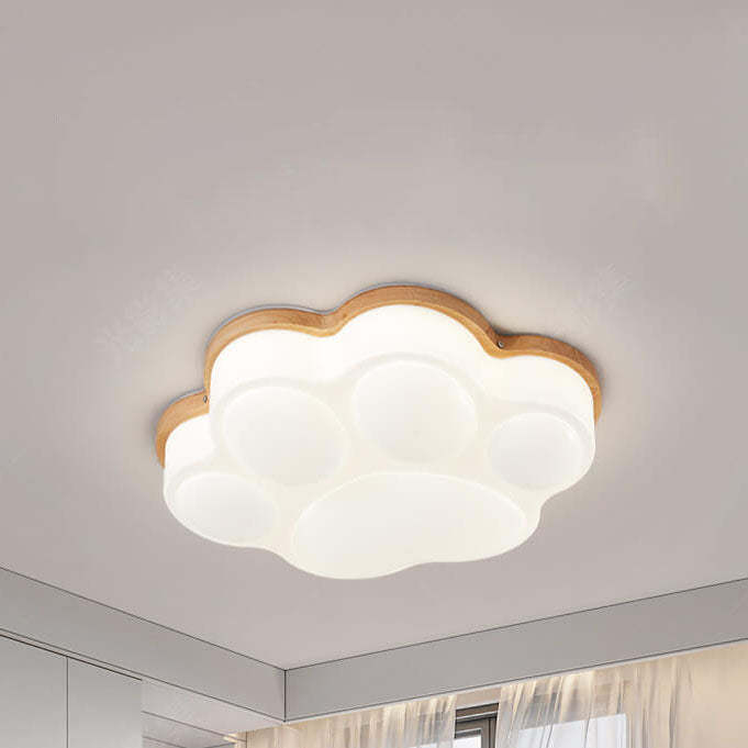 Nordic Cat Paw Wood LED Flush Mount Light