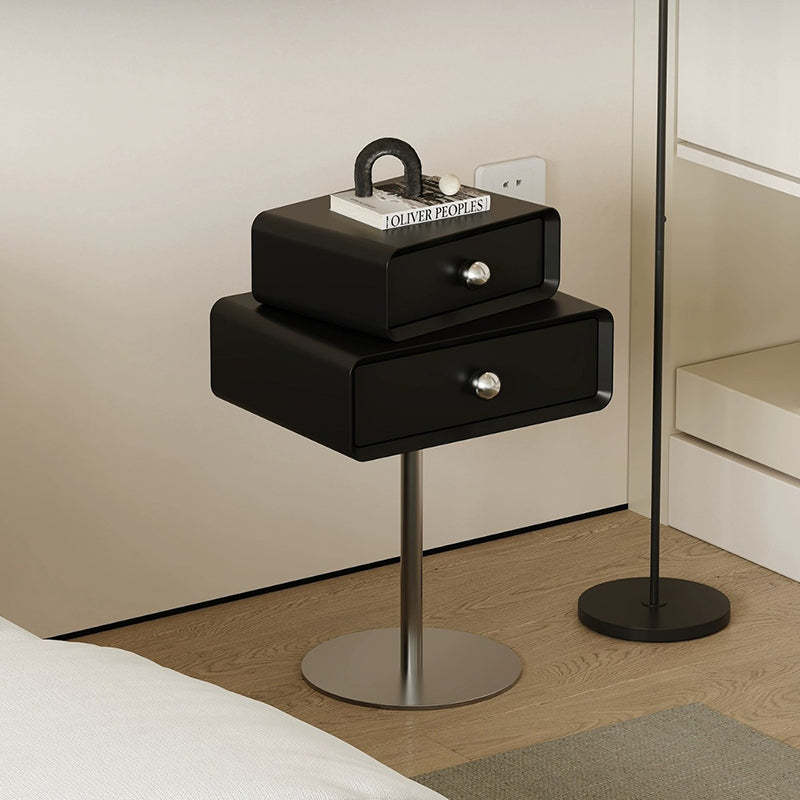 Modern Eclectic Steel Pine 2-Tier End Table