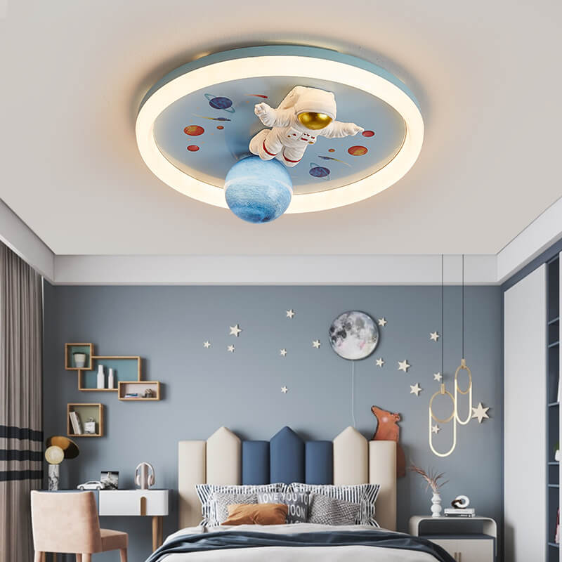Cartoon Resin Astronaut Acrylic LED Flush Ceiling Light