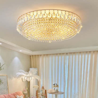 Modern Circle Iron Crystal 4/6/8/10-Light Flush Mount — 110V-120V For US/CA