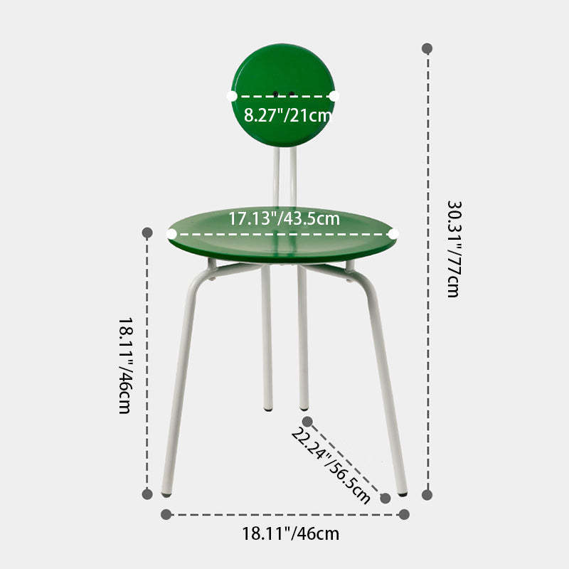 Vintage Round Rubberwood Steel Vanity Stool — Green