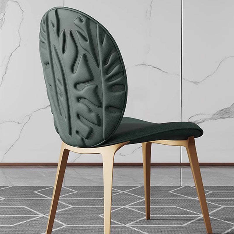 Modern Oval Microfiber Leather Steel Dining Chair