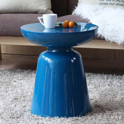 Scandinavian Round Disc Column End Table