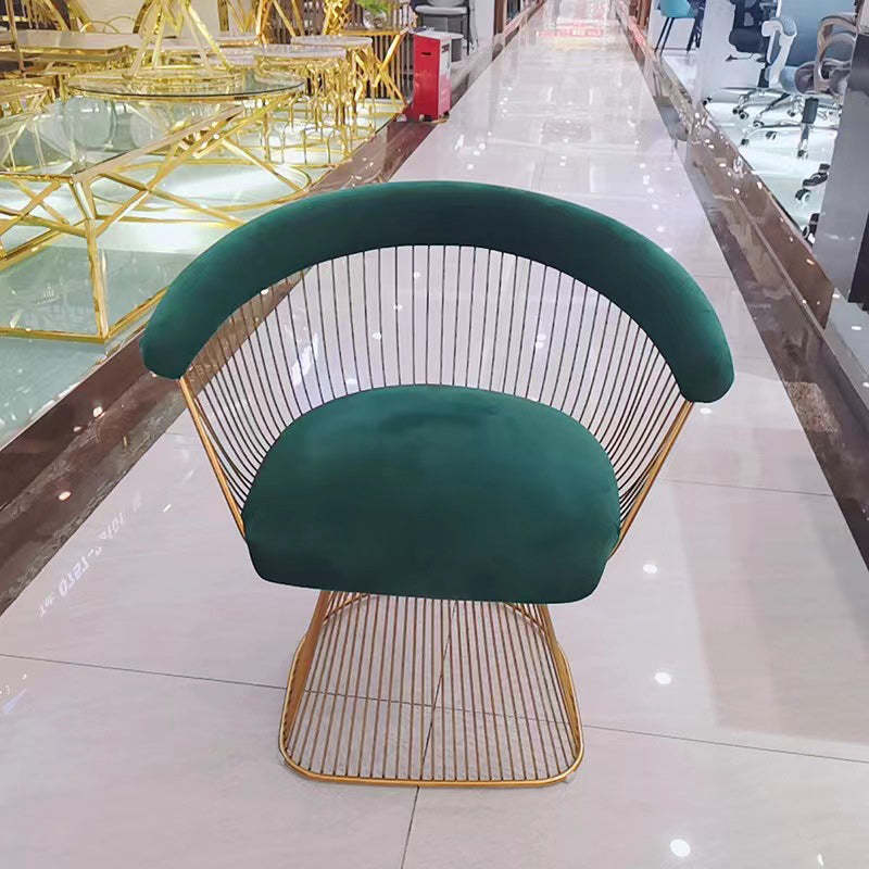 Modern Hollow Oval Fabric Steel Accent Chair
