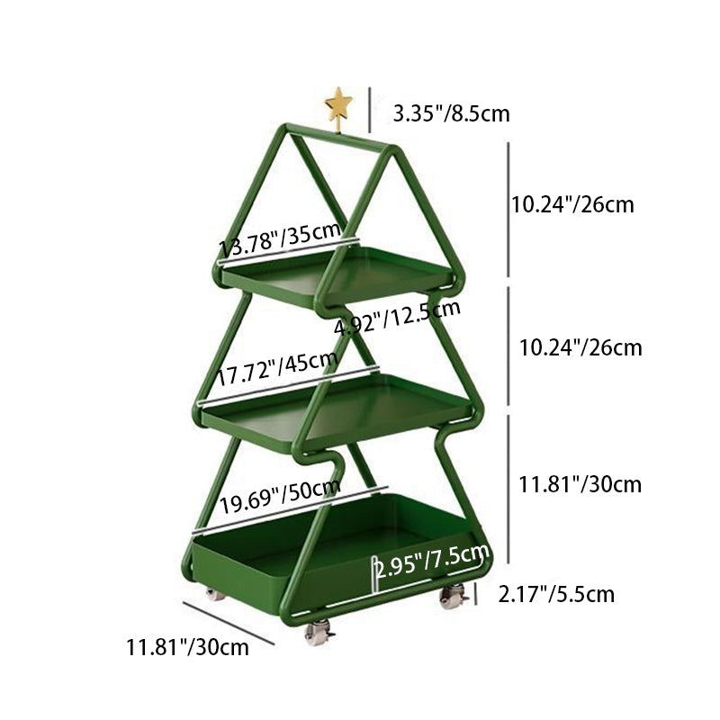 Modern Art Deco Christmas Tree Glass Side Table 3-Tier