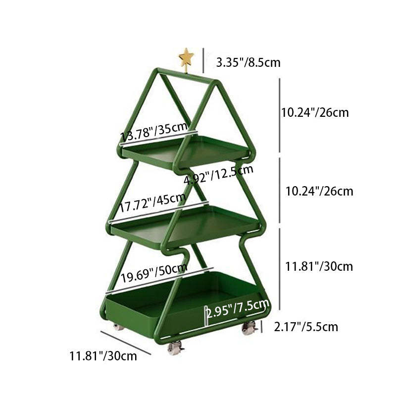 Modern Art Deco Christmas Tree Glass Side Table 3-Tier