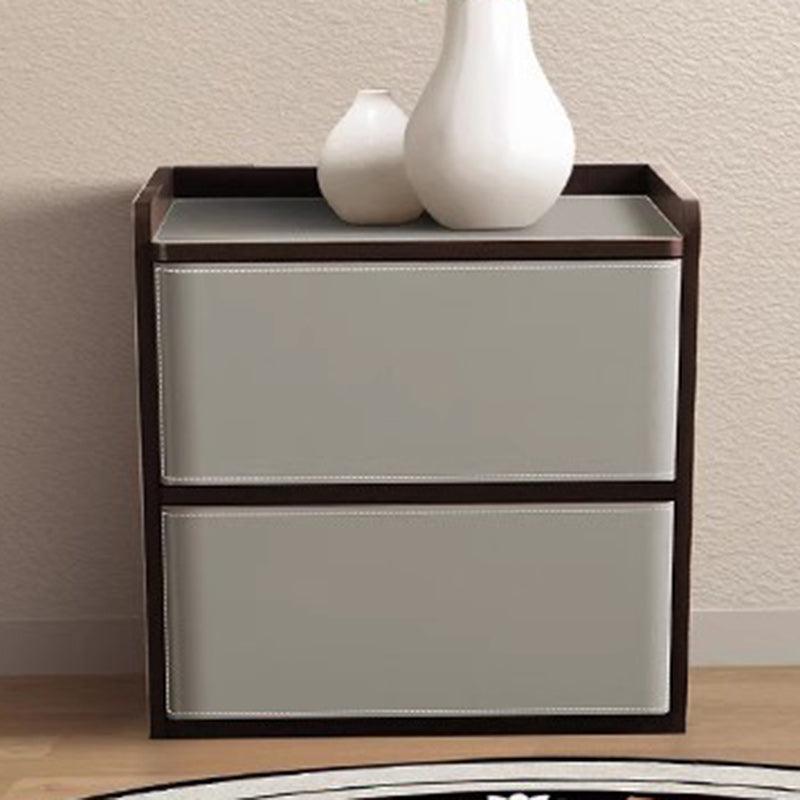 Nordic Leather Wood 2-Drawer Nightstand